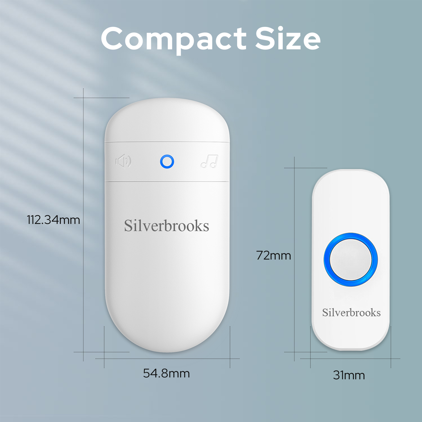 Silverbrooks Wireless Door Bell Kits with 32 Chimes-T300(White)