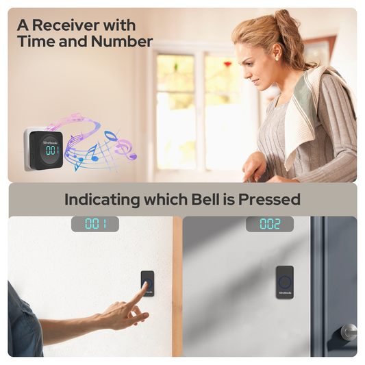 Time Display, Wireless Doorbell for Home-700(Black)