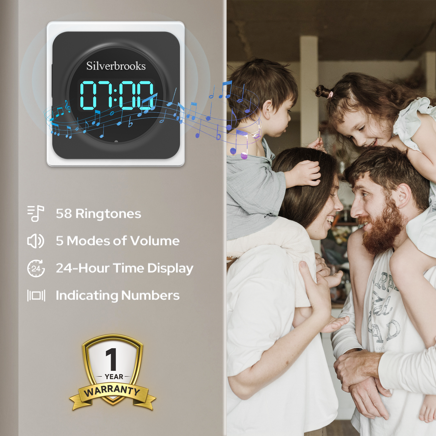 Time Display, Wireless Doorbell for Home-700(Black)