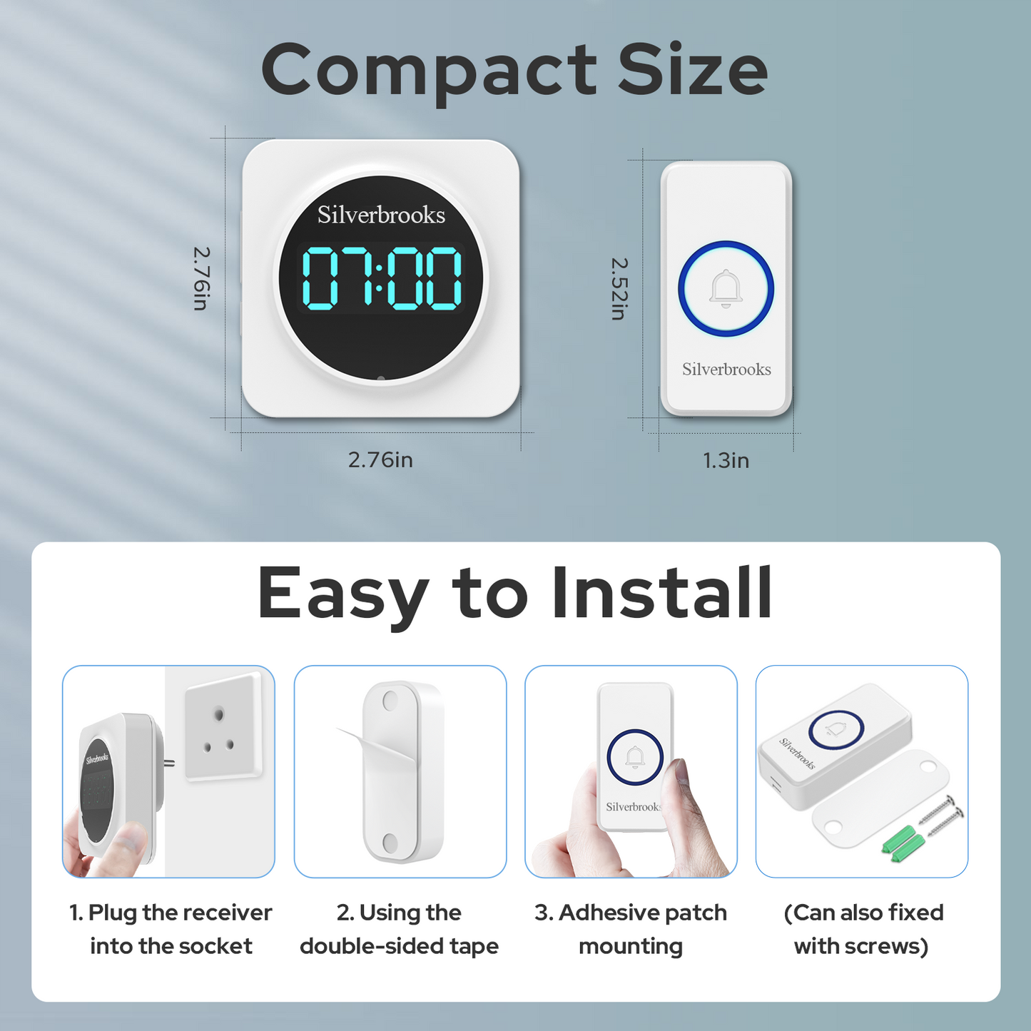 Time Display, Wireless Doorbell for Home-700(White)